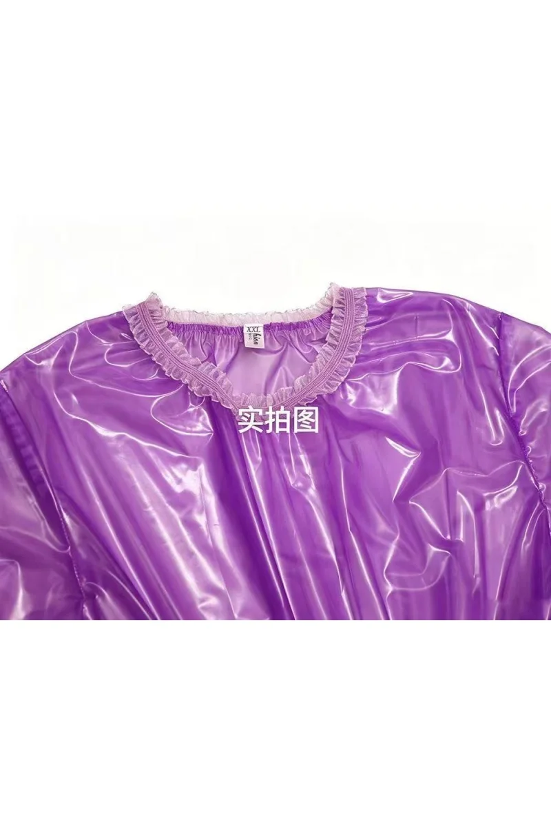 PVC-Spitzenhals Glänzendes Langes Regenkleid Durchsichtiges Design Outdoor-Regenkleidung Erwachsenen-Party-Cosplay Bühnenkostüm 2026 – Detail 6