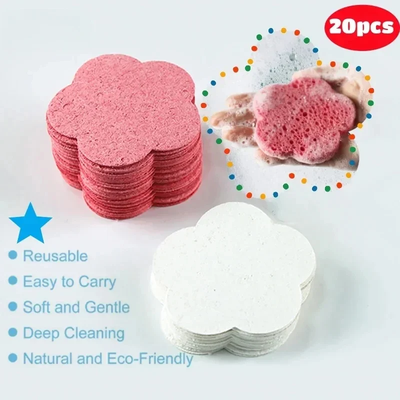 20-60PCS Face Cleaning Sponge Pad For Exfoliator Mask Facial SPA Massage Makeup Removal Thicker Compress Natural Cellulose