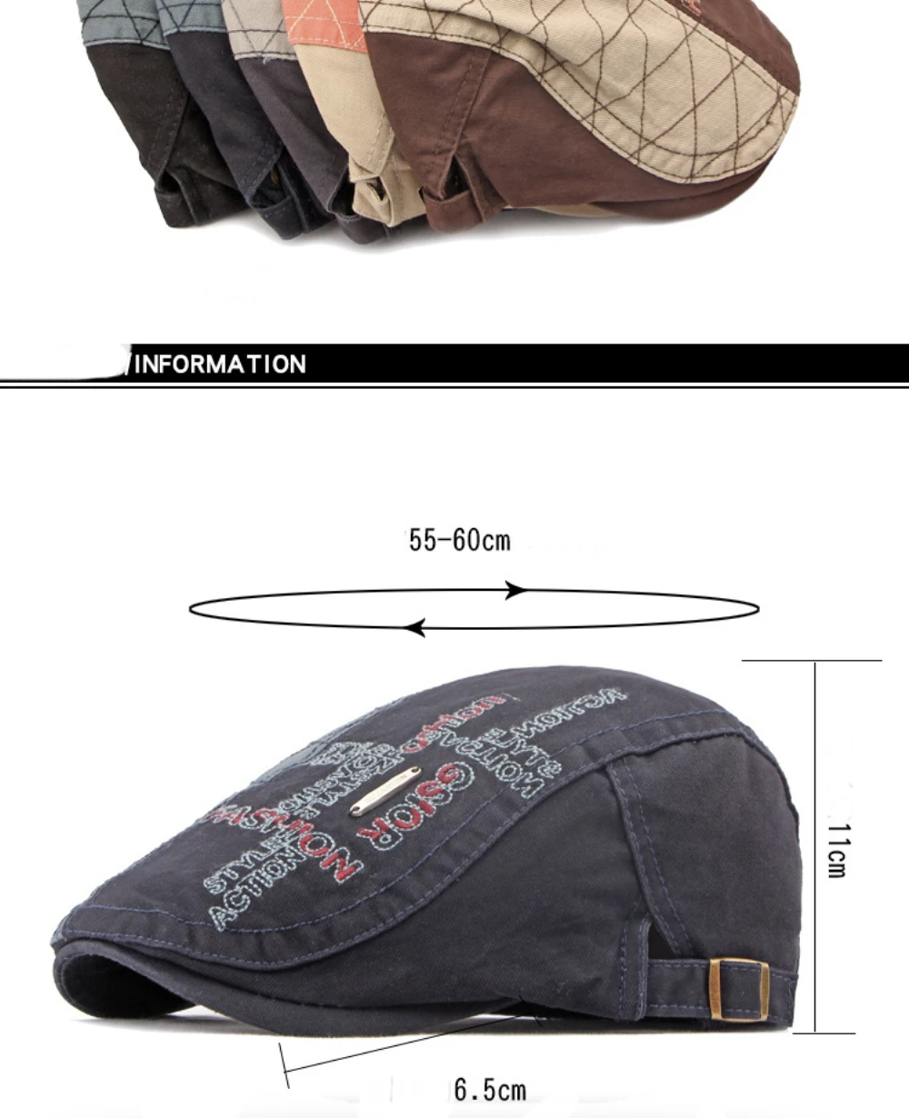 HT4655 Baskenmütze für Herren und Damen, Frühling Sommer Herbst Sonnenkappe, Unisex Ivy Flat Cap, Künstler-Malermütze, 100% Baumwolle Herren-Baskenmütze – Detail 3