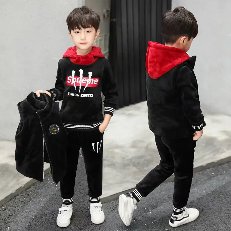 Boys\' Clothes Sets Sweatshirts +Pants +Vest 3PCS/Set Cotton 2023 Winter Spring Autumn Sportswear Suit Tracksuit Children Clothin