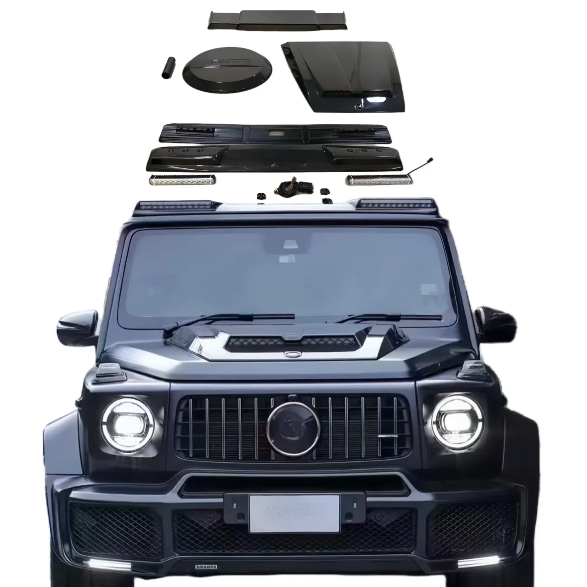 Dry Carbon Fiber B Style Body kit Hood Tire Cover Roof Spoiler For Mercedes Benz G-Class W464 G63 G500