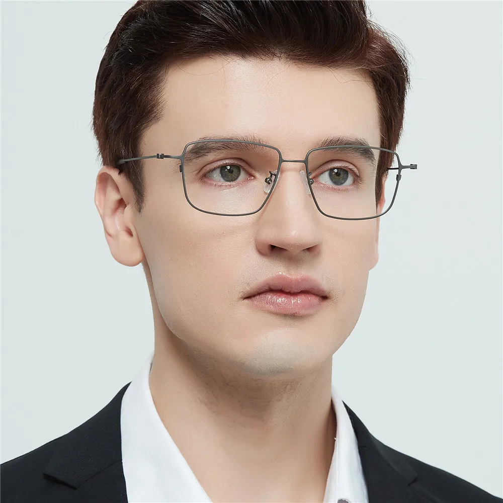 Handmade Pure Titanium Retro Square Glasses Frame for Big Face Men Women Ultra-light Myopia Optic Eyeglasses Spectacles Eyewear