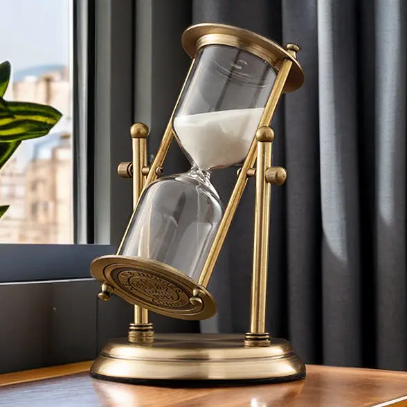 German Craft Rotating Crown Hourglass Timer Modern Ornament Living Room Office Desktop Hourglass Quicksand Decoration