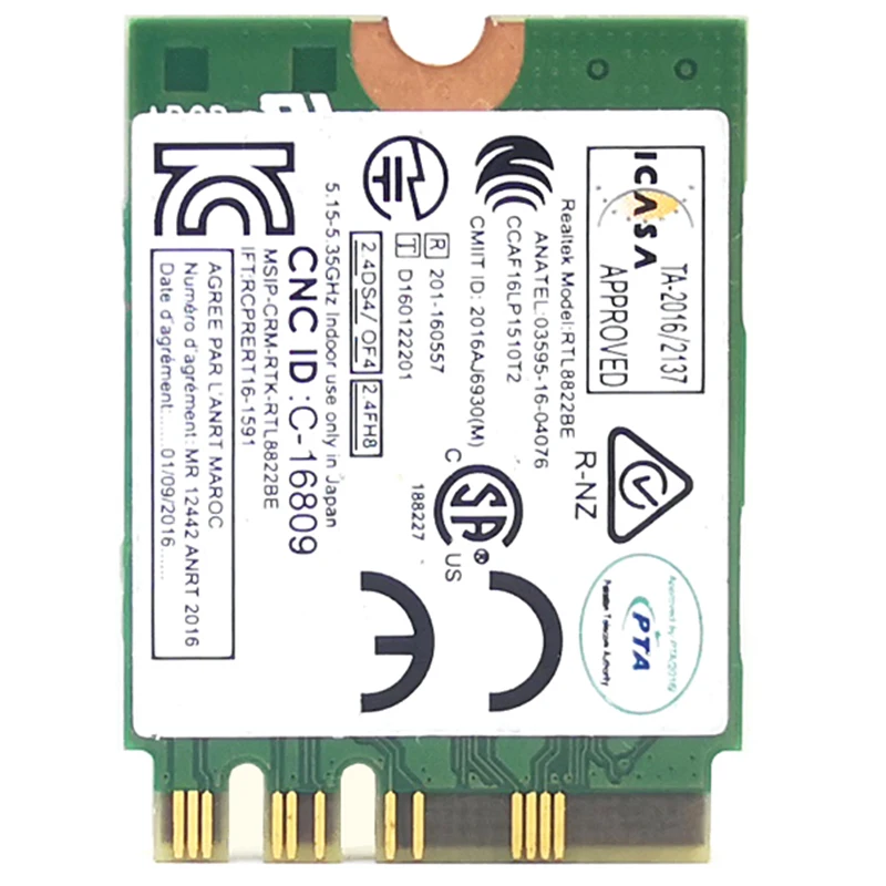 NGFF Wireless Card RTL8822BE 802.11Ac 433Mbps Wifi Bluetooth 4.0 01AX712 For Thinkpad L470 L570 T470 T570 X270