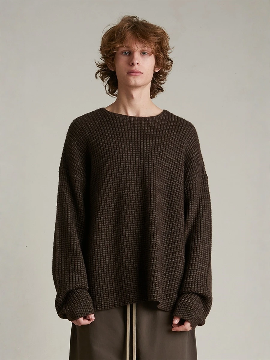 

Loose Pine Pattern Knitted round Ne Sweater for Men High Street Sle ential BLOOM Brand Casual Wear Spring Autumn