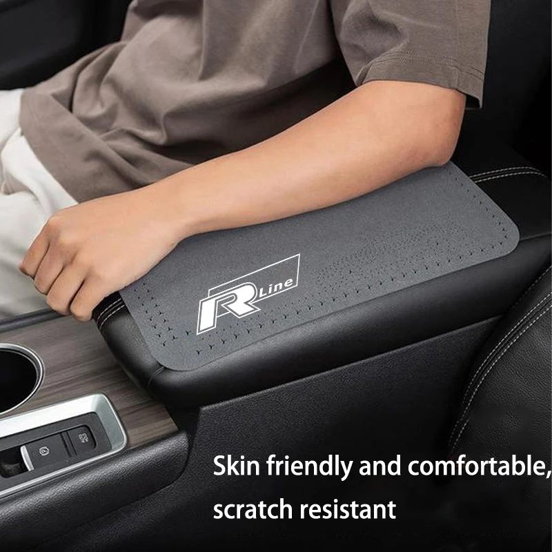 Suede Car Central Armrest Pad Anti Slip Cushion For Volkswagen GTI GTD Rline Passat Golf 4 5 6 7 8 MK2 MK3 MK4 Car Accessories