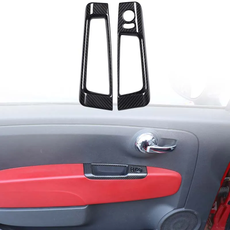 

2Pcs Real carbon fiber For Fiat 500 2010-2022 car rearview mirror adjustment frame decorative sticker Car protection accessories