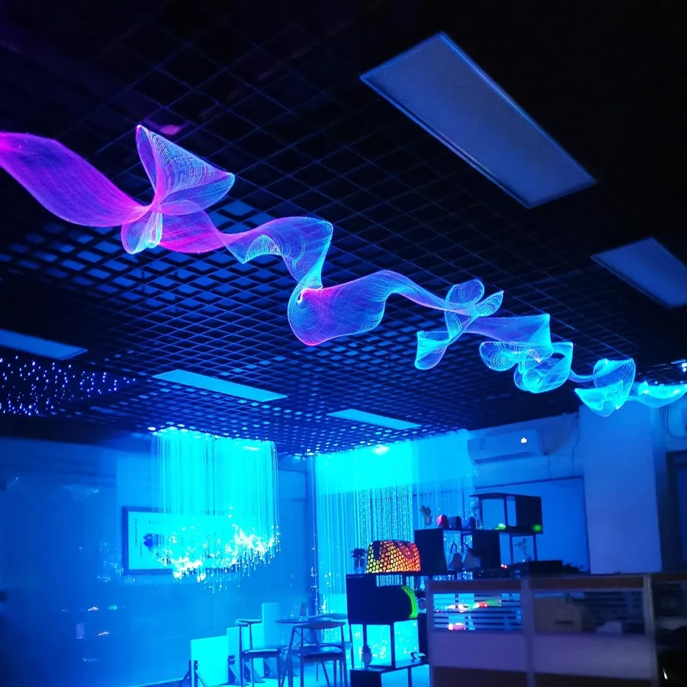 LED Fiber Optic Mesh Light Kits for Ceiling Wall Party Halloween Decoration - Plastic Optical Fibre Netting Light Up