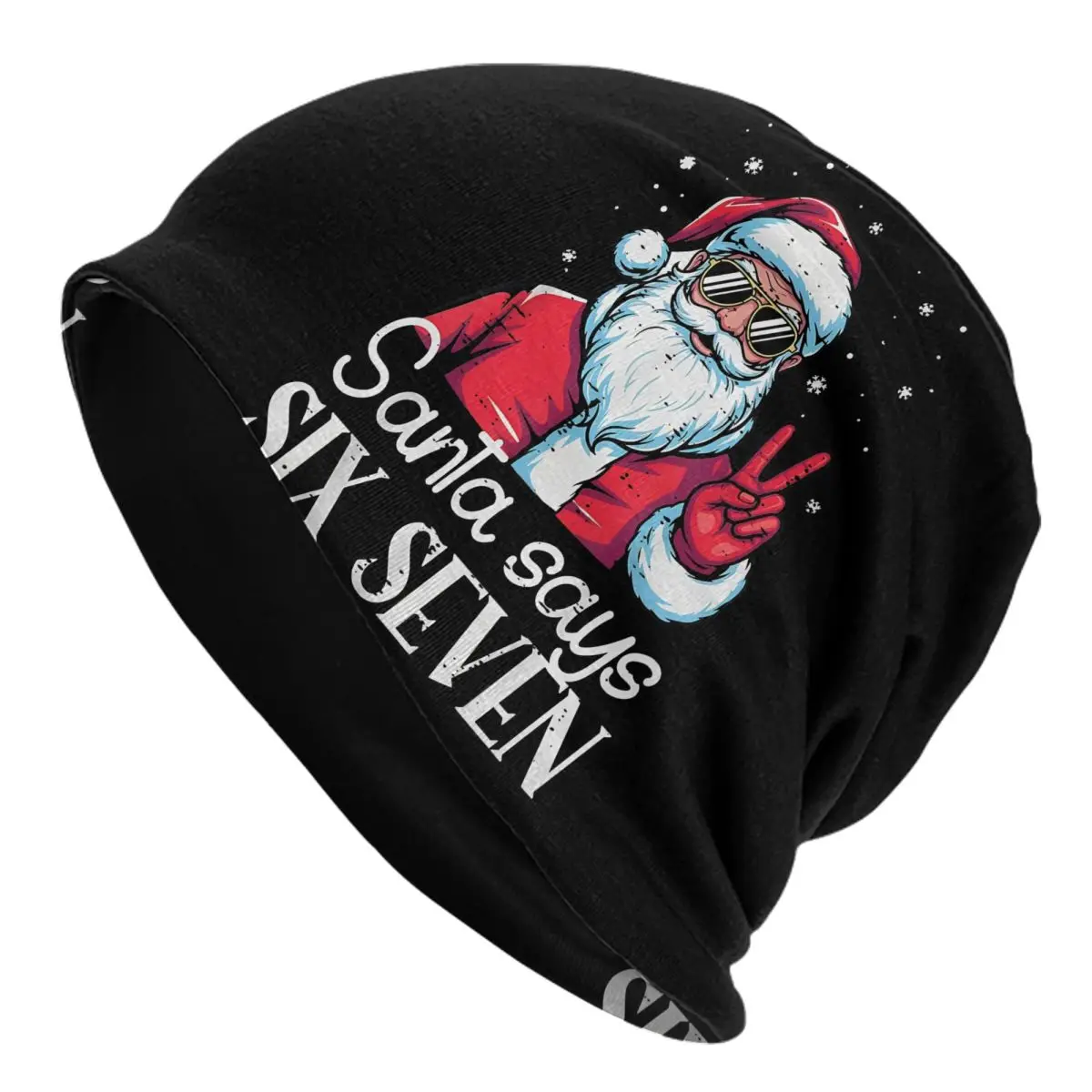 Santa Says 67 Meme 6 7 Christmas Six Seven Bonnet Hat Goth Street Skullies Beanies Hat for Men Women Warm Head Wrap Cap