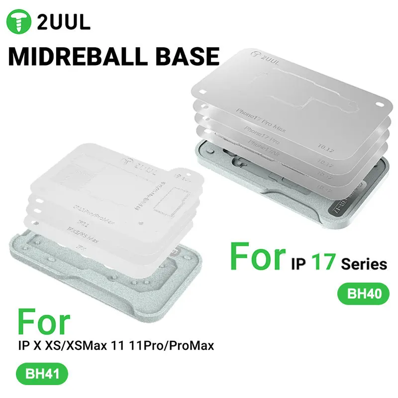 

2UUL BH40 Midreball Base Set Anti-Warping Easy to operate Strength Magnetic For IP 17/17AIR/17PRO/17PRO MAX CPU Repair