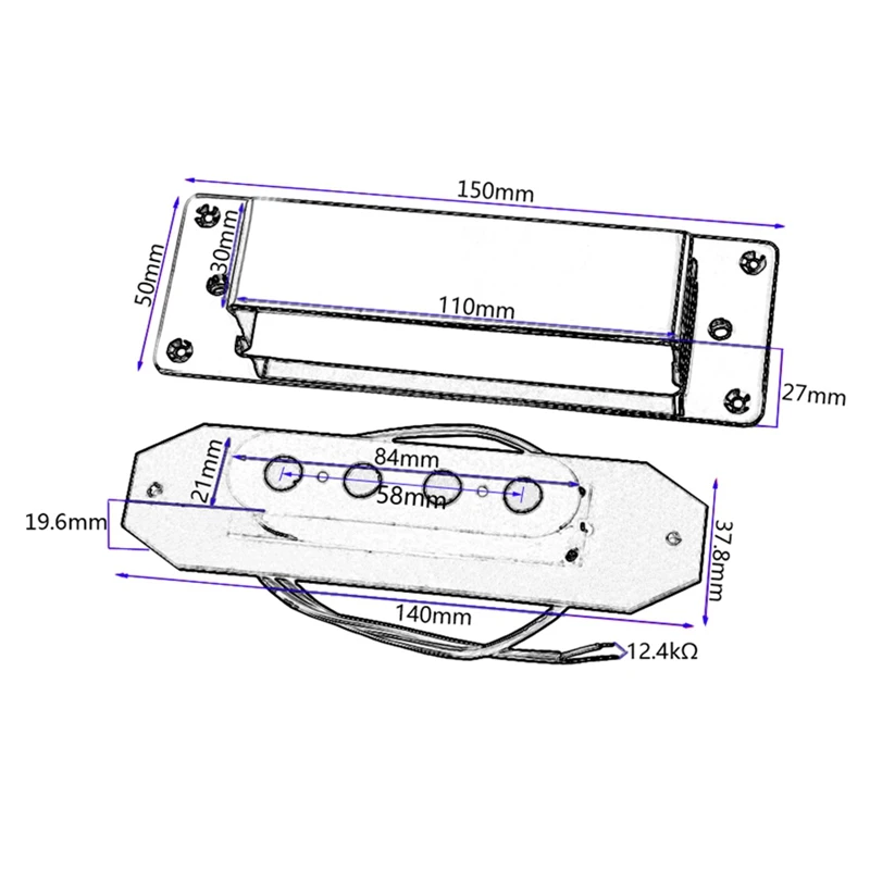 4 Strings Electric Bass Pickup With Cover For Four Strings Bass Accessories