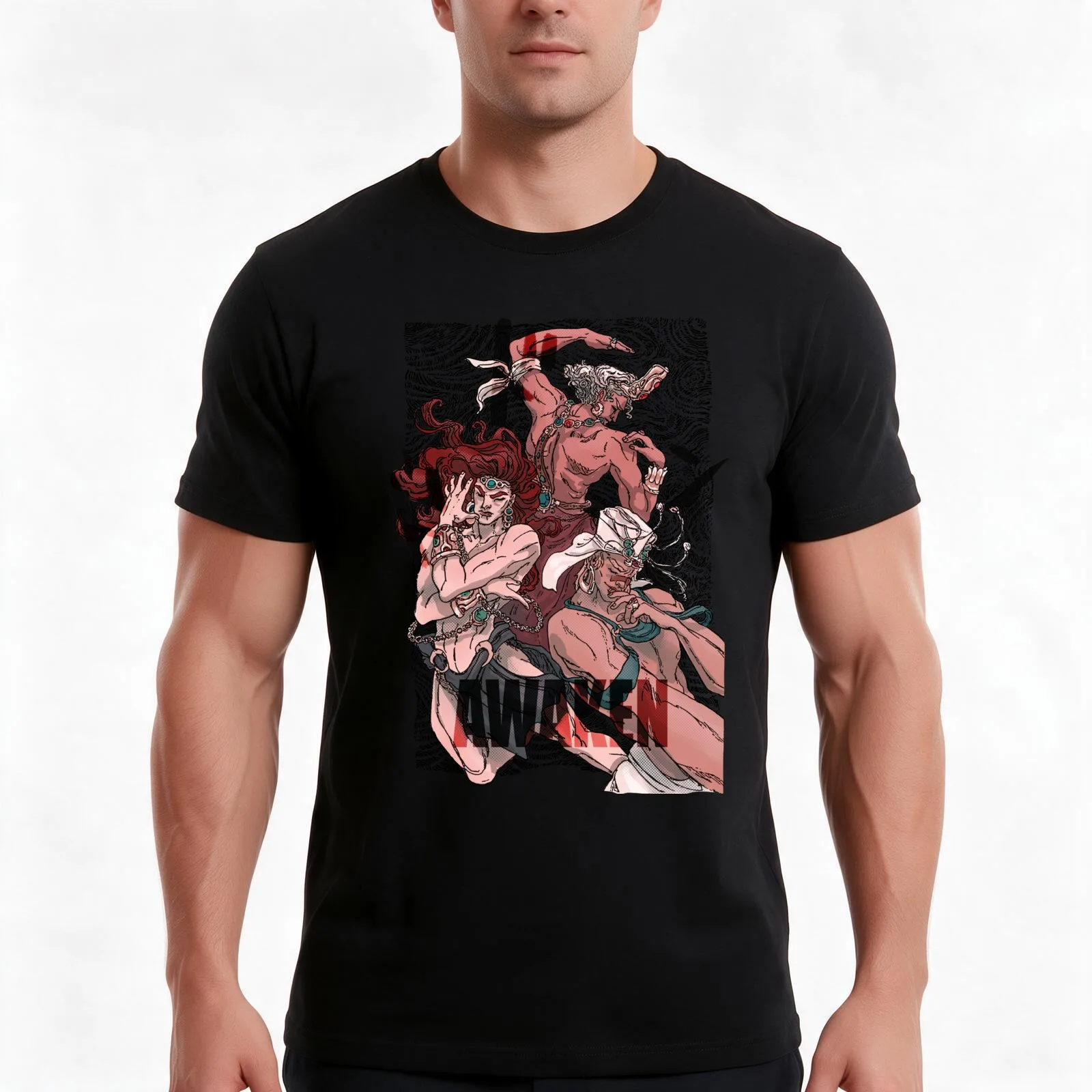Awaken T-Shirt, Summer Casual Cotton Tee, Oversized Streetwear Tops, Vintage Graphic Print, Loose Fit Short Sleeve, 100% Cotton