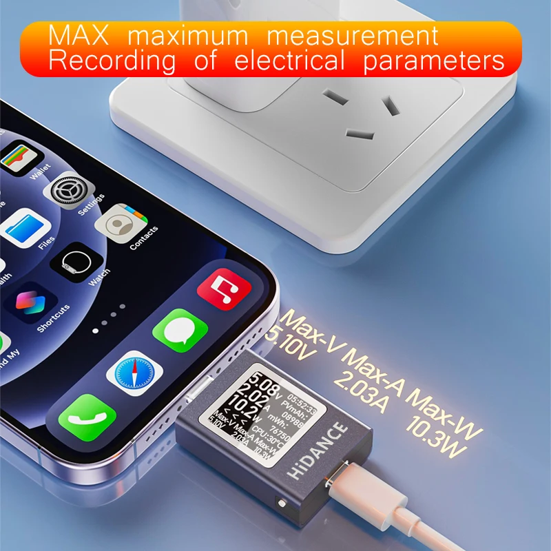 Probador de 13 en 1, Medidor Digital de Voltaje y Corriente DC 4.5-50V 0-12A, Vatímetro con Puerto Tipo C para Carga de Celular PD3.1 2