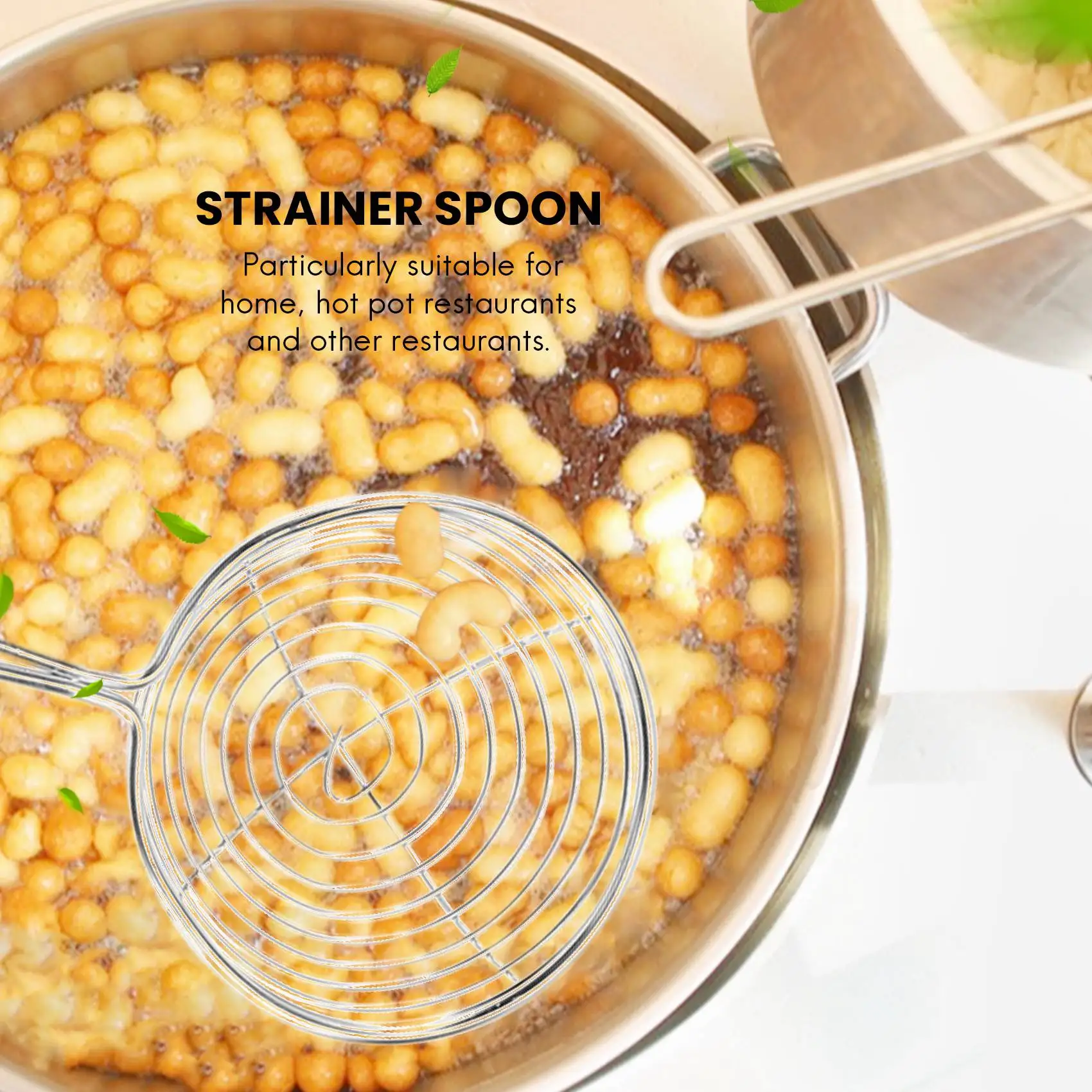 AY03-8 ชิ้นสแตนเลสสตีลแมงมุมกรองช้อนลวดขนาดเล็ก Skimmer Colander สําหรับหม้อร้อน,Tortellini และลูกชิ้น