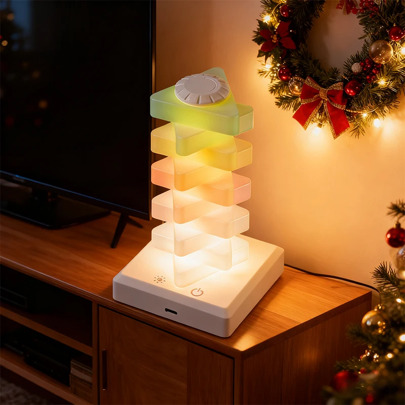 Holiday DIY Rainbow LED Desk Lamp,Color Changing Night Light,Fast Charge Bedside Lamp,Christmas Home & Bedroom Ambient Decor