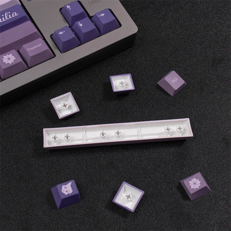 염료 승화 GMK 퍼플 프로스트 마녀 키캡, 일본 키캡, 체리 프로필, PBT 129/23 키, MX 스위치 기계식 키보드용