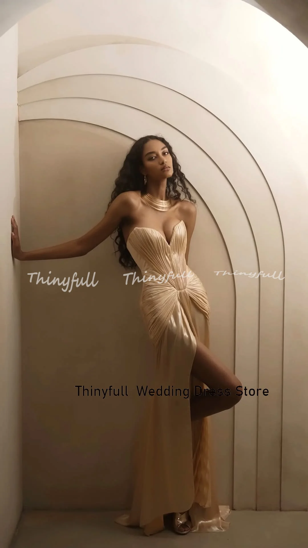 Thinyfull Mermaid Prom Sweetheart แขนกุดอาหรับชุดราตรีชุดแยกดูไบชุดยาว robes de soirée ที่กําหนดเอง