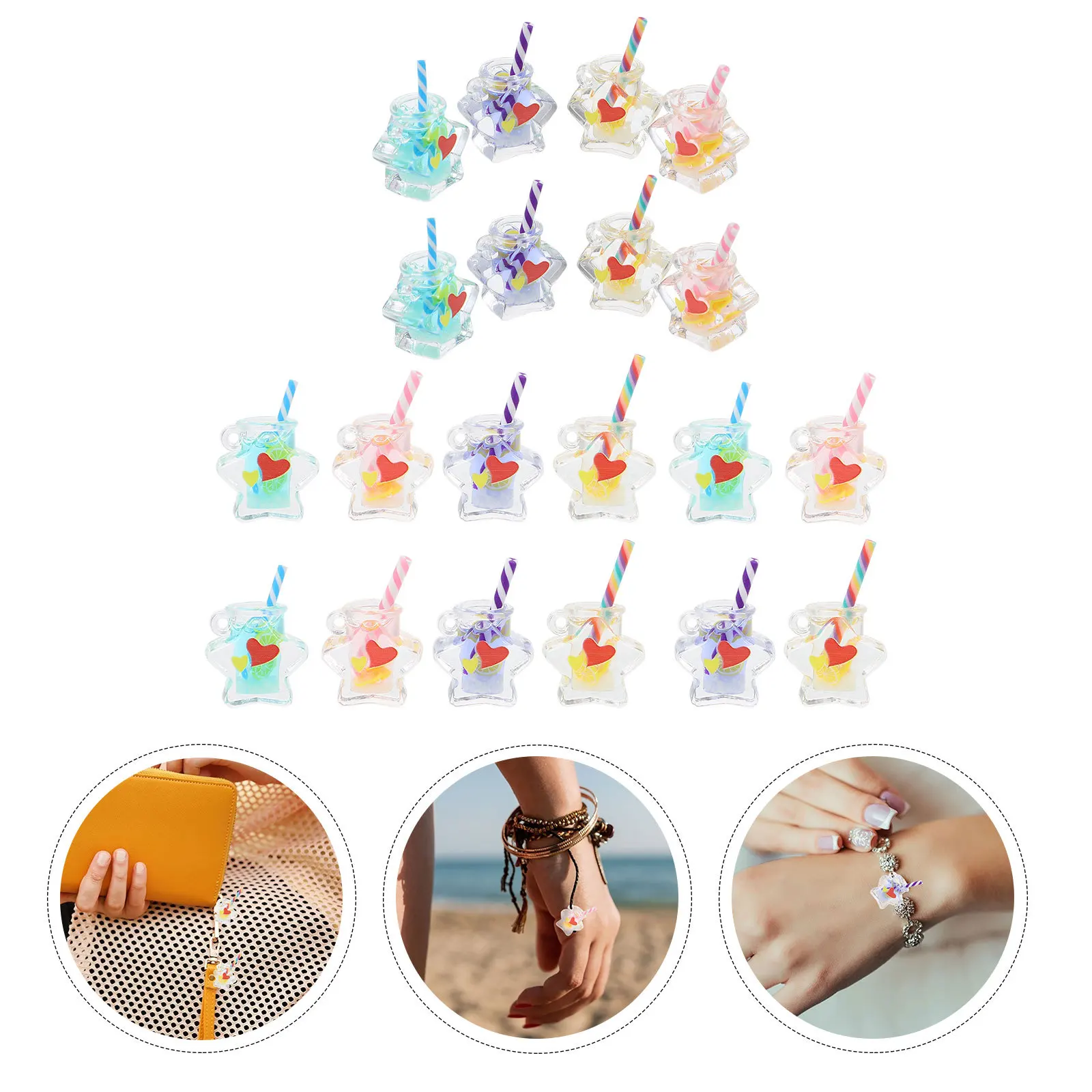 

20Pcs Resin Bottle Charms Heart Pendant DIY Craft Charms for Jewelry Making Bracelets Necklaces Keychain Resin Bottle Charm