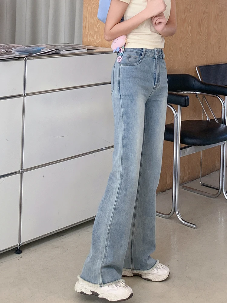 Jeans Americanos Slim Fit para Mujer, Talla Pequeña, Pantalones Micro Acampanados Drapeados, Botas Largas para Montar a Caballo, Jeans Ajustados para Figura Tipo Pera