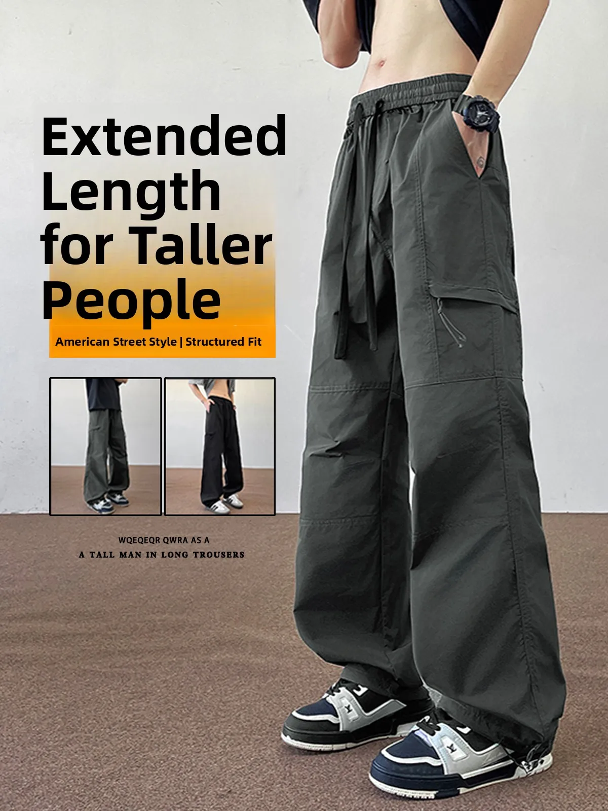 

Мужские уличные нейлоновые брюки для скалолазания удлиненной длины, спортивная ветрозащитная водонепроницаемая рабочая одежда, брюки-карго Utili ket Detail