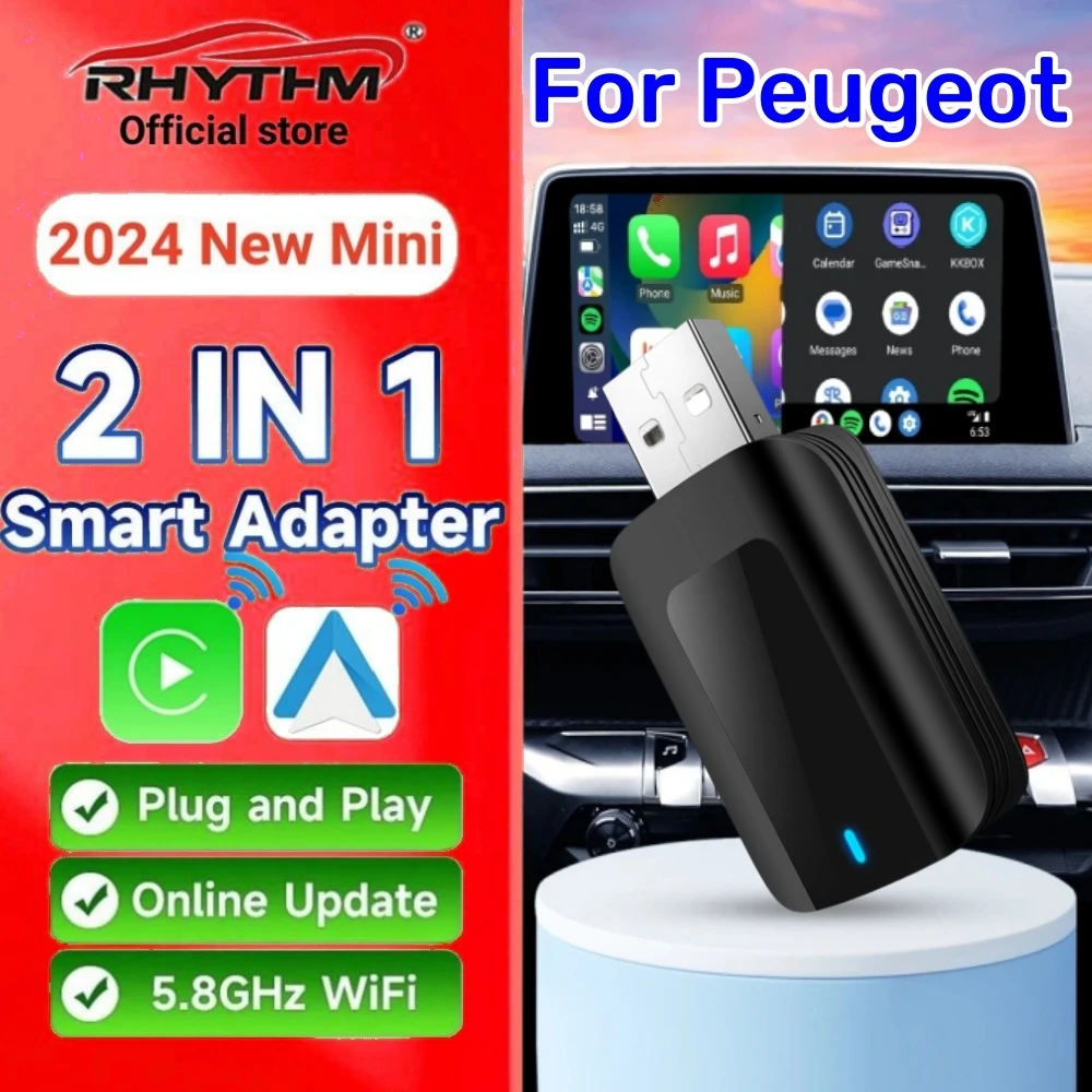 

Wireless Adapter CarPlay Android Auto 2in1 Smart Dongle Play&Plug For Peugeot 208 2008 308S 3008 4008 408 301 308 308 SW 508