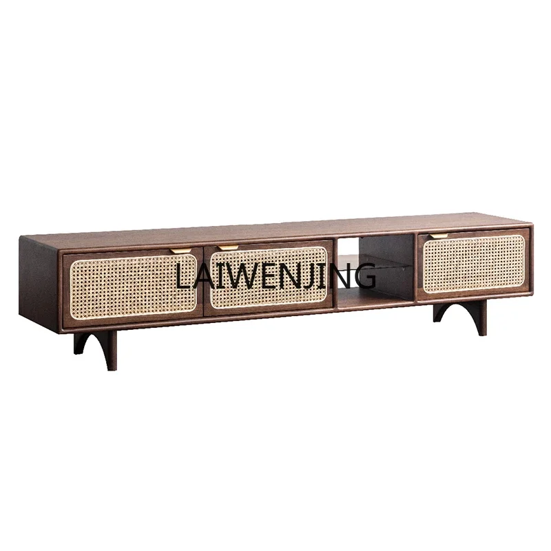 

MJY rattan black walnut TV living room audio-visual locker medieval style furniture