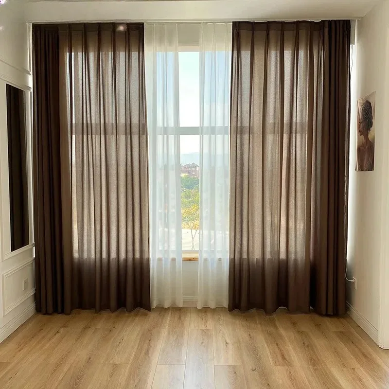 

Custom Size Fashion Luxury European Sheer Curtains Gray Tulle Curtains for Living Thick Yarn Voile Organza Drapes White Tulle