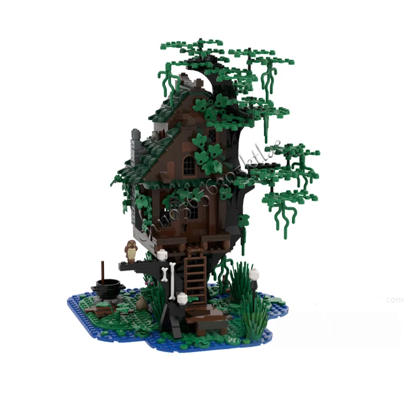 Modèle de maison d'arbre avec détails foncés, blocs de construction modulaires, assemblage pour enfants, jouets d'exposition, cadeau Surprise de Festival, 830 pièces, offre spéciale