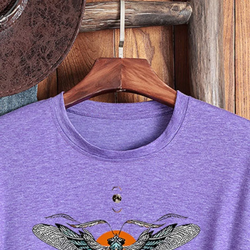 Damska moda wiosenno-letnia Vintage nadruk z motylem koszulka damska sport casual odzież uliczna koszulka damska Casual Harajuku