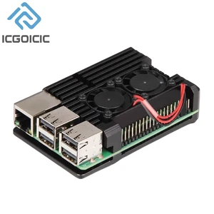 Untuk Raspberry Pi 4 3 Model B 3B Plus Casing Aluminium dengan Penutup Cangkang Logam Kipas Pendingin Ganda untuk Model RPI Raspberry Pi 4 3 6 pendingin raspberry pi 4 penjualan terbaik - №