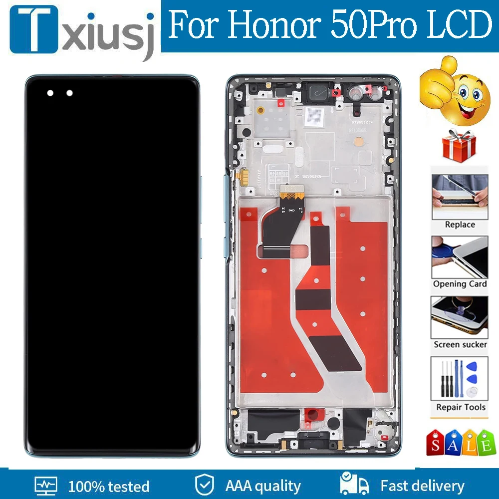 

Boutique For Honor 50Pro Display RNA-AN00 LCD Touch Screen LCD Screen Digitizer Full Assembly Parts With Frame Replacement Part