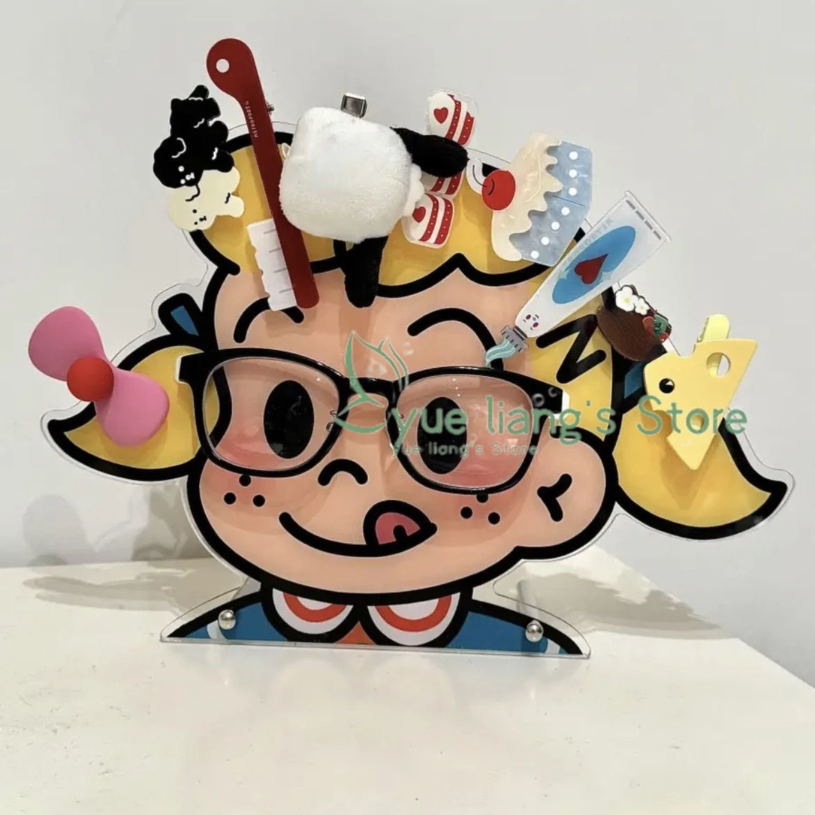 

Cute Cartoon Girl Acrylic Glasses Holder, Stand Up Multifunctional Display Desktop Decoration
