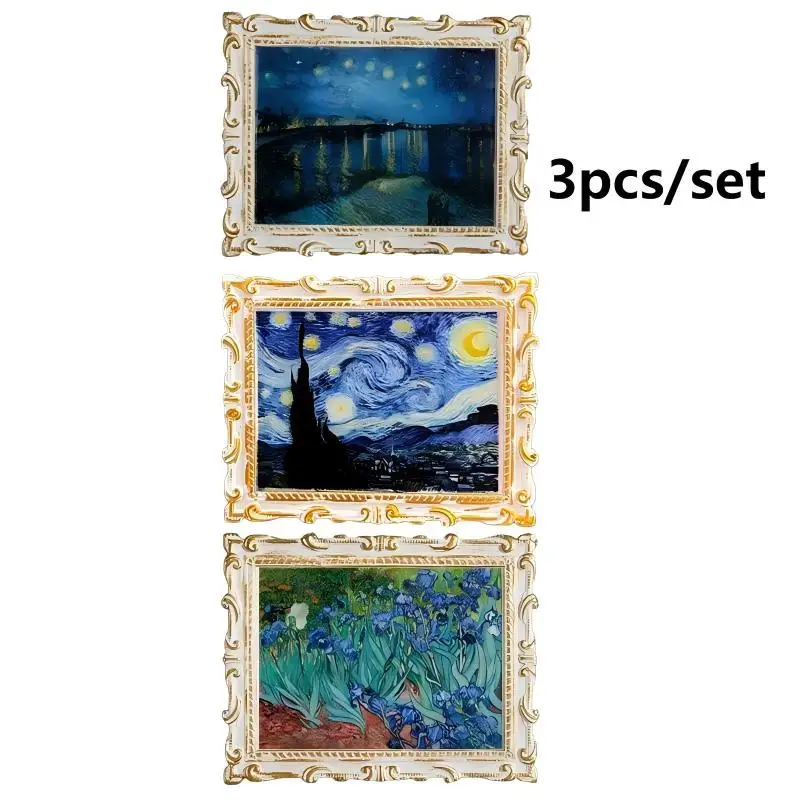 Van Gogh Art Series Fridge Magnets, High-End Starry Sky Creative Magnetic Photo Frames, Retro 3D Decorative Stickers, Travel Souvenirs, Home Decor Stickers, Best Birthday Gift