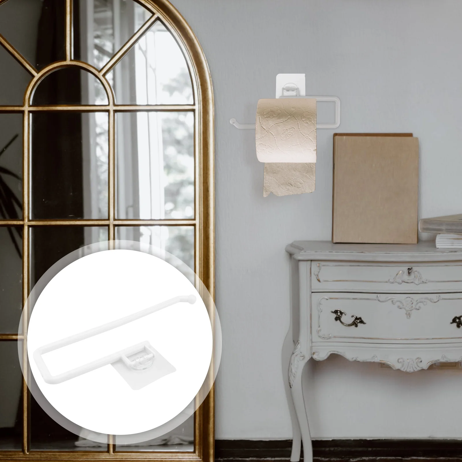 

Wall-Mounted Toilet Paper Holder Simple Design For Bathroom Kitchen Living Room No Punching Multifunctional Roll Paper Storage