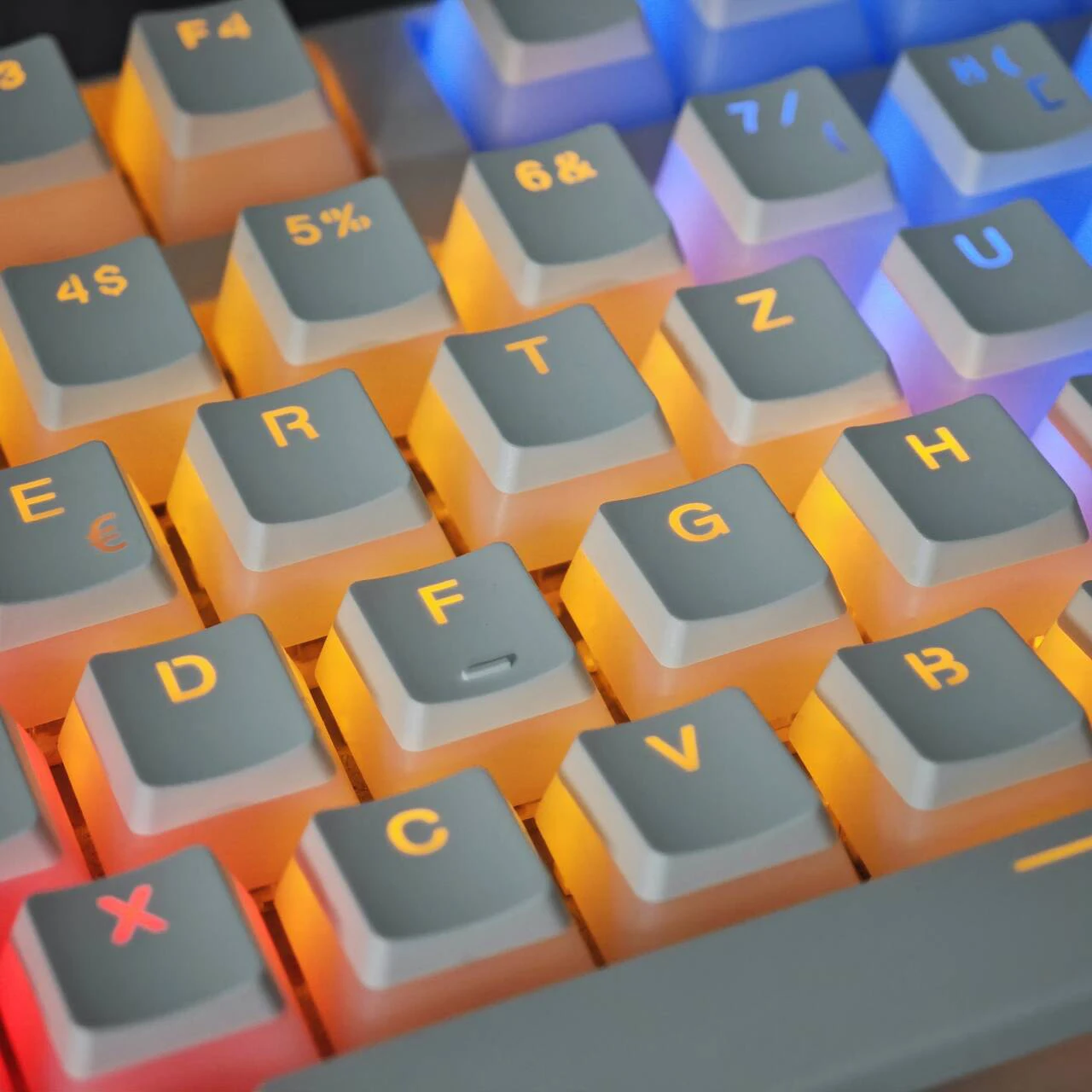 YMDK biały czarny budyń niemiecki ISO QWERTZ Double Shot PBT połysk przez profil OEM do przełączników MX klawiatura mechaniczna — zdjęcie produktu 3