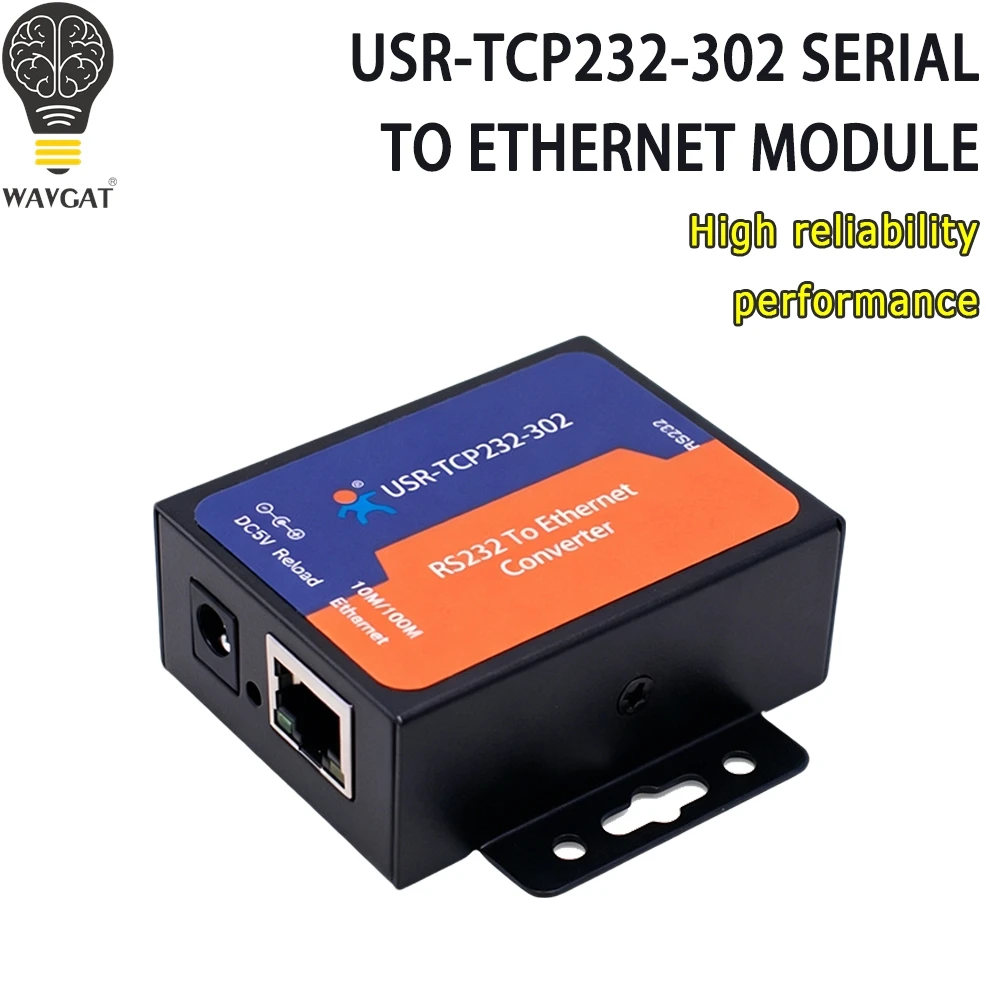 USR-TCP232-302 RS232 Serial To Ethernet Converter Serial Server 10/100Mbps LAN Modbus MQTT Support Industrial DIN Rail