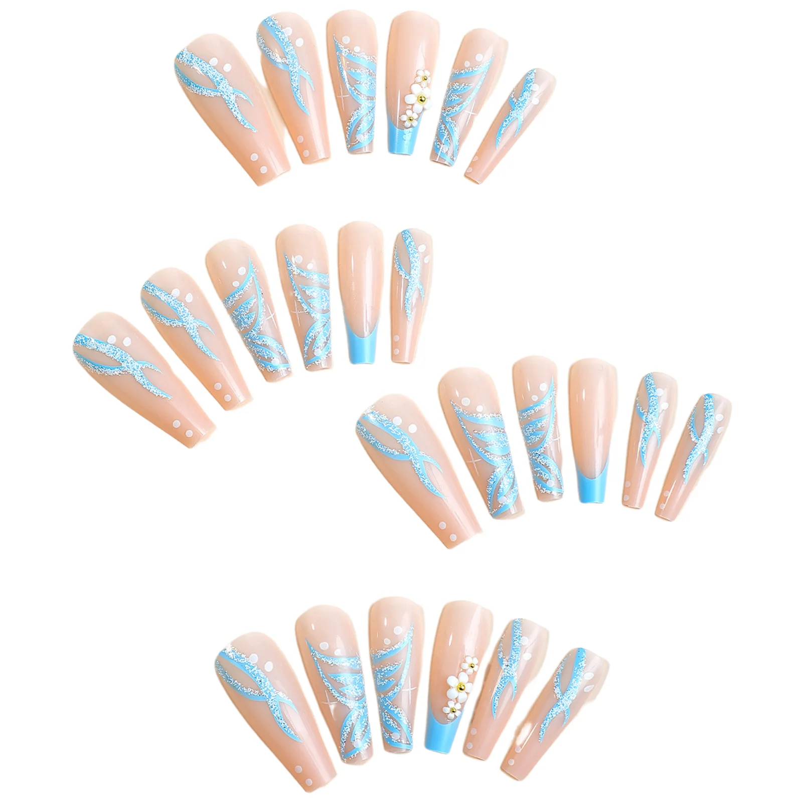 Long Ballerina French False Nail Chip-Proof Waterproof Glossy Texture Nail for Manicure Lovers and Beauty Bloggers