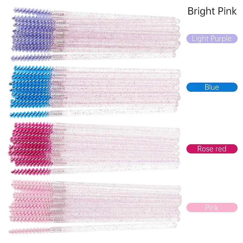 new 50Pcs Makeup Eyelash Brushes Disposable Crystal Eyebrow brush Diamond Handle Mascara Wand Applicator Lashes Extension Tools