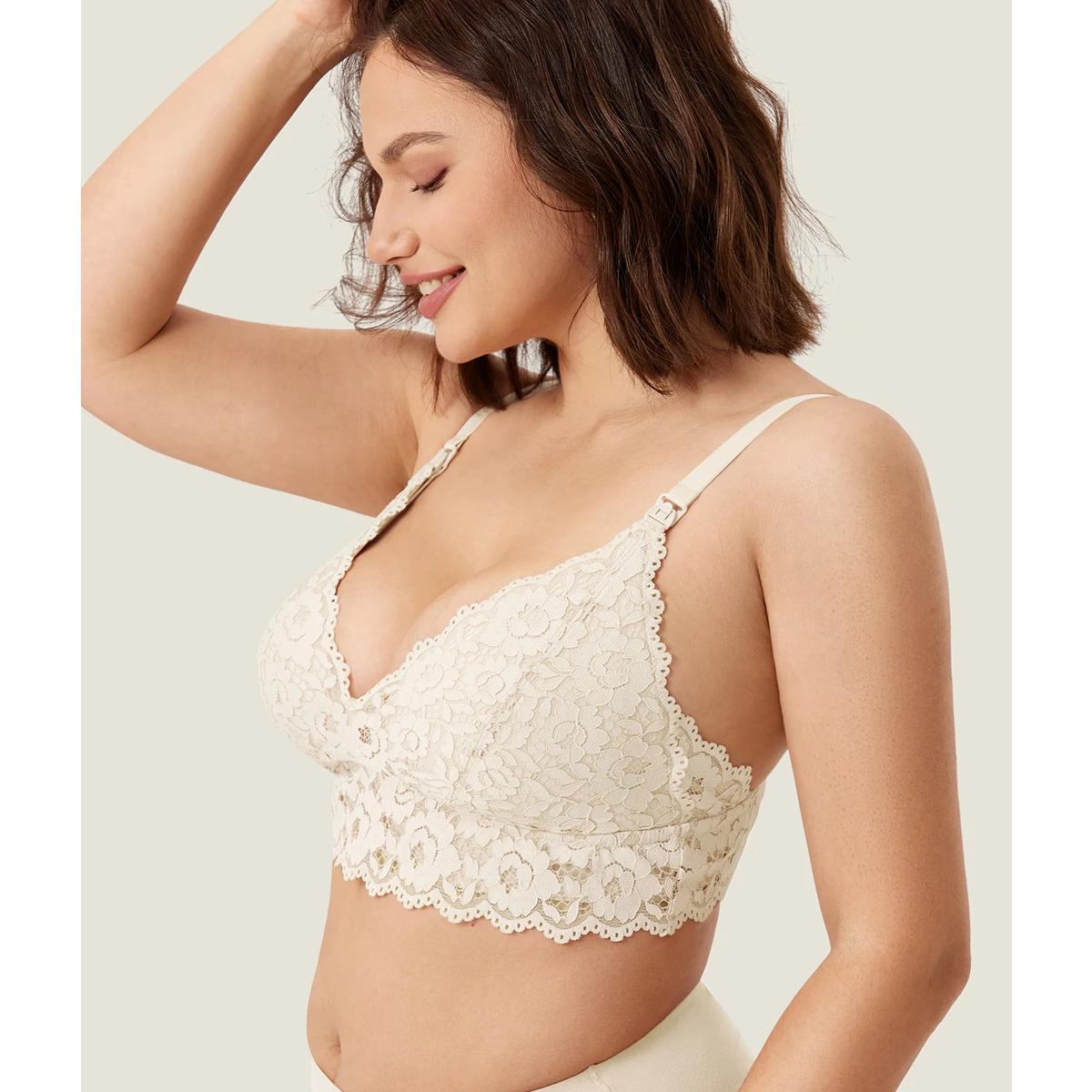 MOMANDA pizzo maternità reggiseno allattamento allattamento al seno senza ferretto Lingerie leggermente imbottita per donne incinte allattamento DD