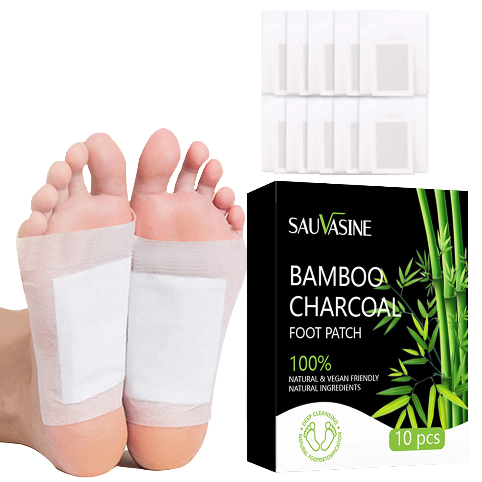 

10pcs/box Detox Foot Patch Bamboo Foot Pads Improve Sleep Feet Slimming Toxin Feet Pads Dispel Dampness Patch