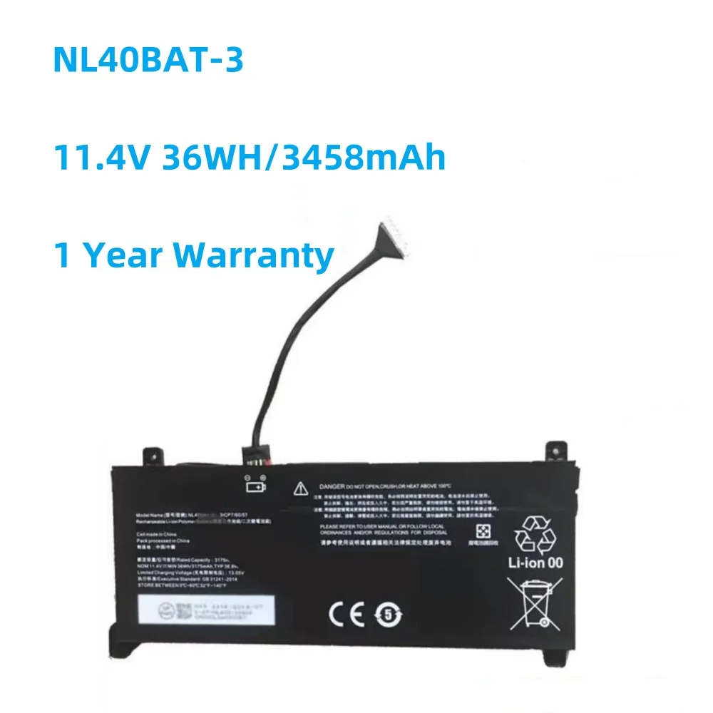 

NL40BAT-3 Battery For CLEVO NL40CU NL41GU NL41LU NL51LU Mechrevo Creator Young 15 I3 6-87-NL40S-33G21 6-87-NL40S-32G21