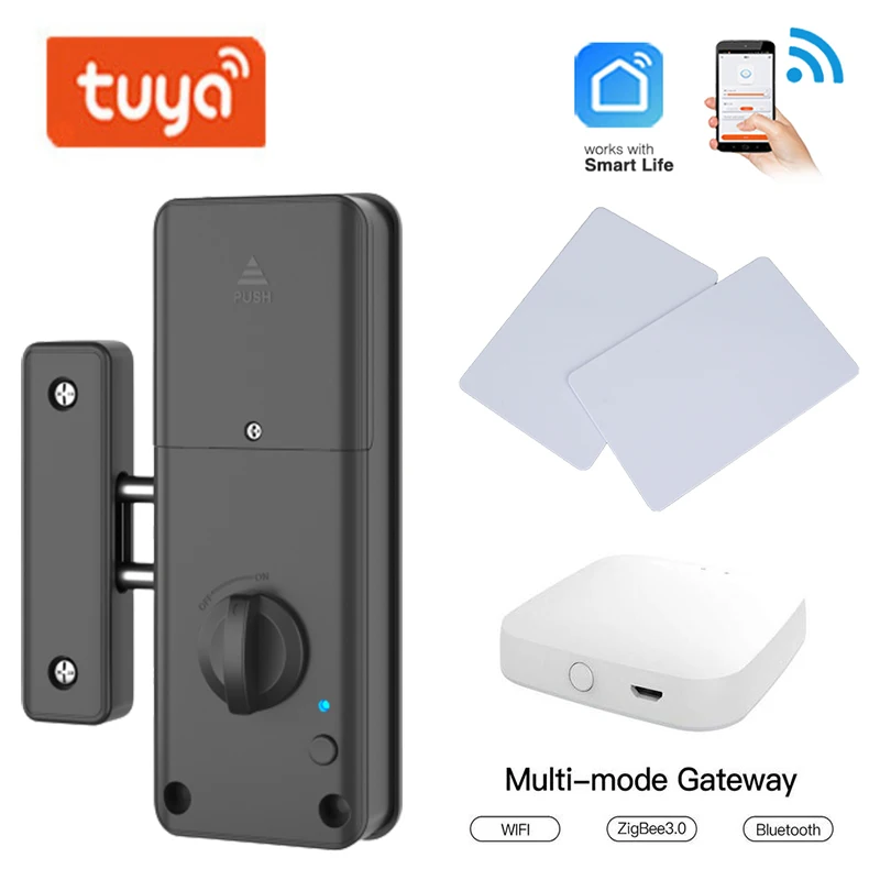 Tuya Smart Invisible Door Lock With Punch Free Wood Door Lock Tuya APP IC Card Unlock Electronic Lock Indoor Burglar Door Locks