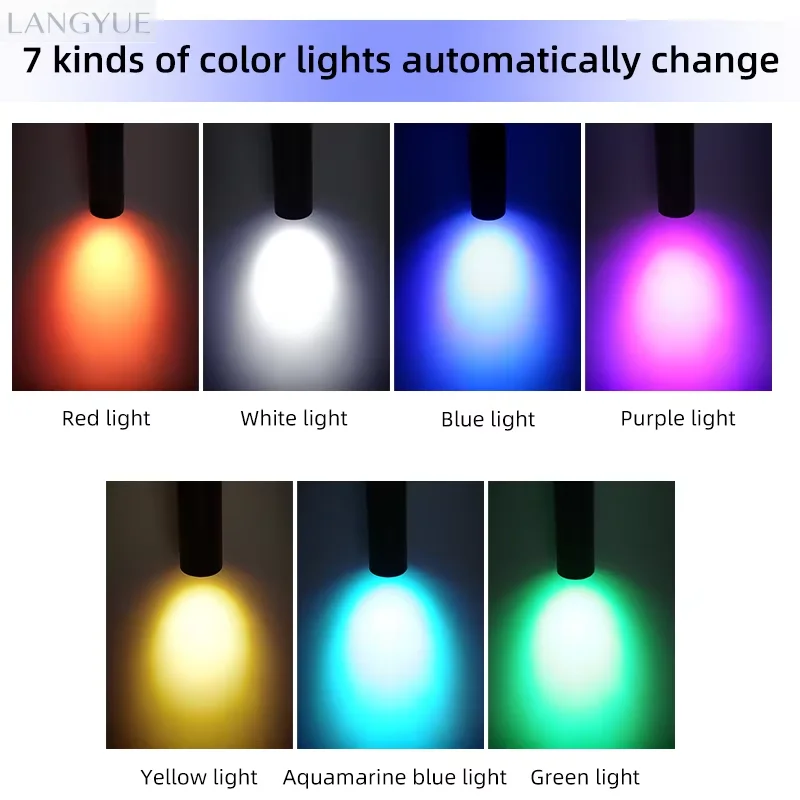RGB Stage Spotlight Track Lamp 220V 7 Colors Atmosphere Party Track Lights For Bar Dance Room Spot Light Ceiling Lamp Decor