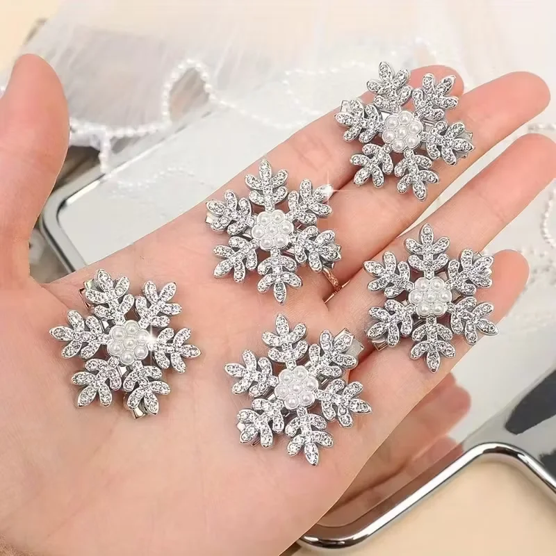 10 Stück/Schneeflocken-Haarspangen, Haarspangen, Weihnachts-Haarschmuck aus Metall, geeignet für langes, dichtes Haar von Damen und Prinzessinnen. – Detail 3