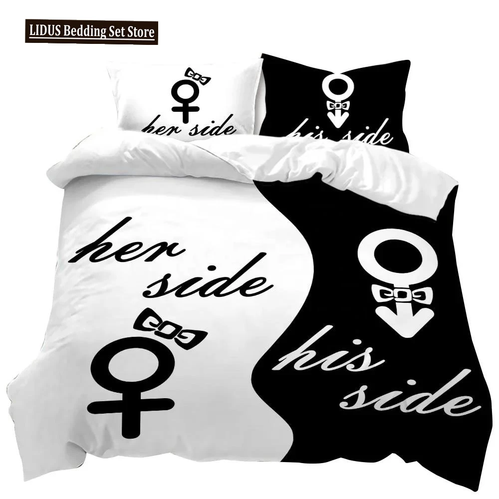 

Black And White Duvet Cover Couple Black And White Twin Bedding Set Her Side And His Side Full Queen King Polyester Qulit Cover