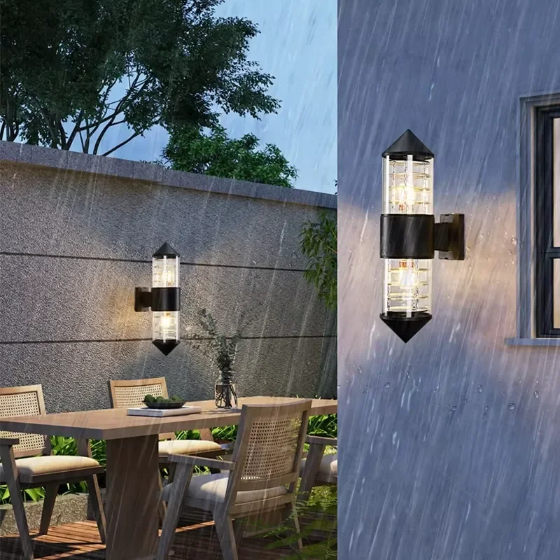 Modern square/cylindrical aluminum LED outdoor wall lamp with light sensor, IP65 waterproof and rust-proof, suitable for