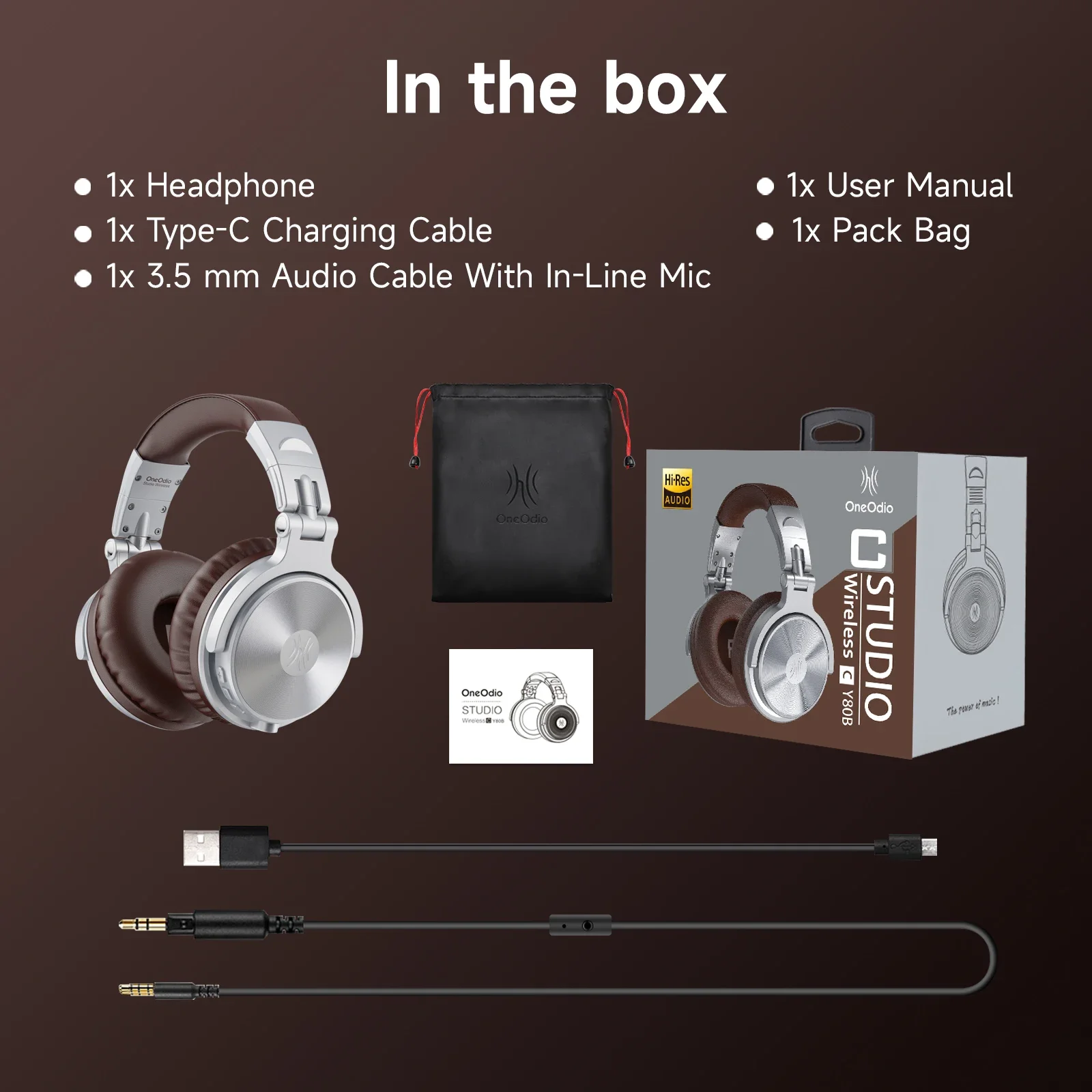 Oneodio Upgrade Pro C Cuffie wireless Bluetooth 5.2 Over Ear Type C Sport Auricolare Bluetooth con microfono Audio ad alta risoluzione 110 ore