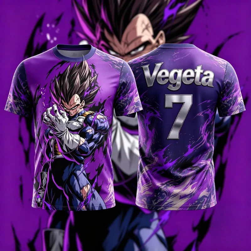 2026 Sommer Neu Herren Dragon Ball NO.10/7 Vegeta 3D-gedrucktes Fußballtrikot T-Shirt Anime T-Shirt Spezielles Kindertrikot Y2k
