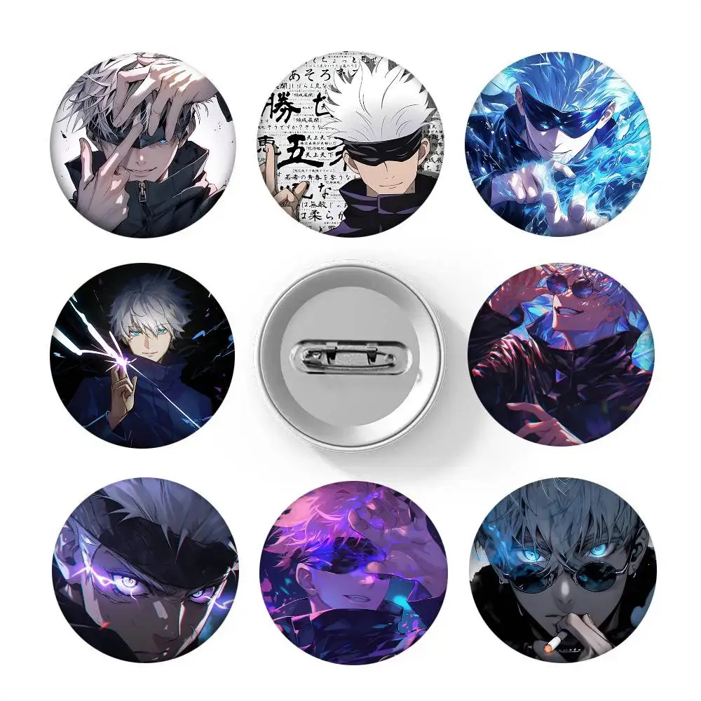 Anime Jujutsu Kaisen Gojou Satoru Round Badge Creative Brooch Clothing Backpack Accessories Lapel Pin