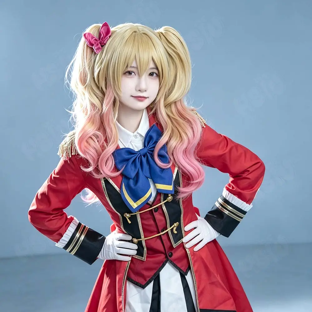 Aikatsu Stars Nijino Yume Cosplay Wig 55CM Short Blonde Mixed Pink Heat Resistant Synthetic Fiber Hair Free Wig Cap Included
